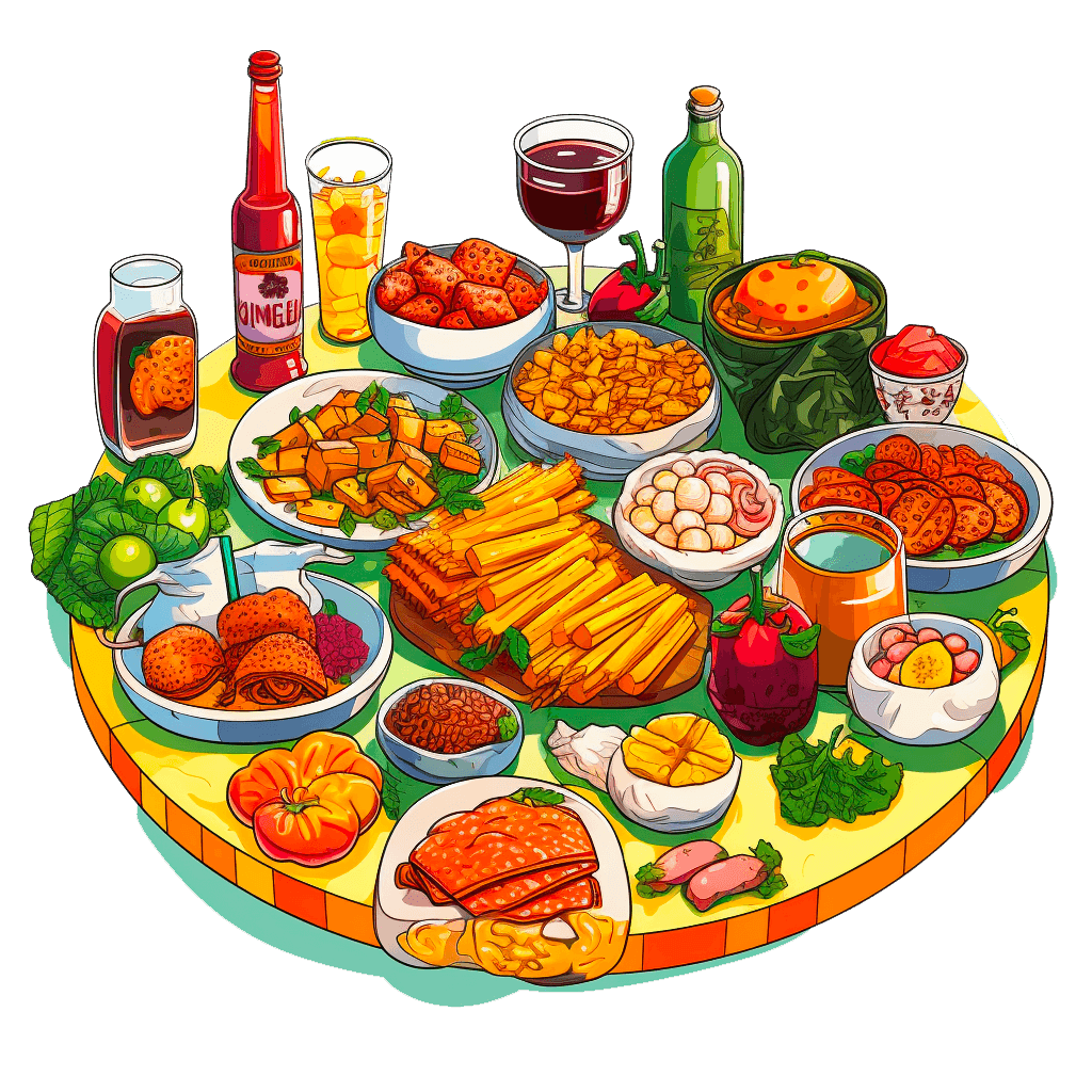 a plate with food on it